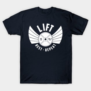 Lift Rest Repeat Winged Weight Plate T-Shirt